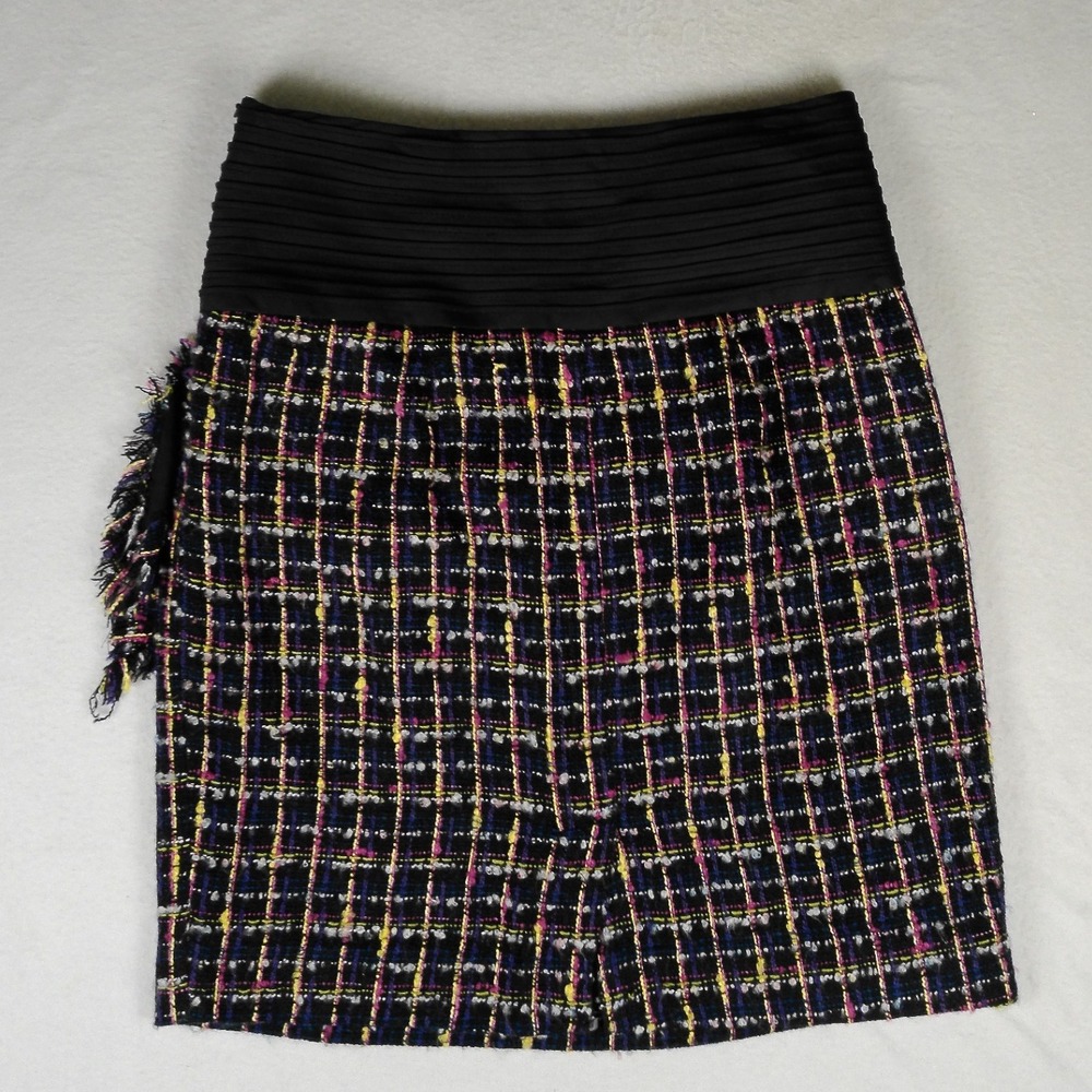 Anthropologie‎ Taikonhu Academia Tweed Bow Pencil Skirt Multicolor Size 4 - Picture 2 of 7